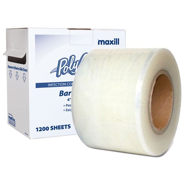 PolyAll Plastic Barrier Film, Transparent, 4" x 6", 1200 Sheets per Roll. Peels clean