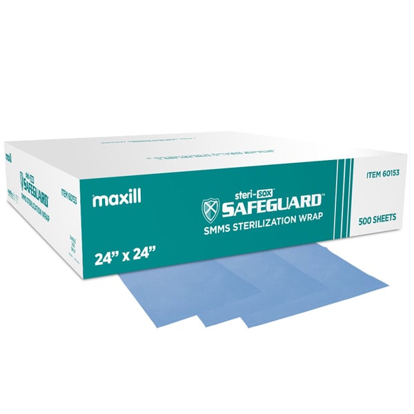 steri-sox Safeguard SMMS Simultaneous Sterilization Wrap, 24" x 24", 500/Bx