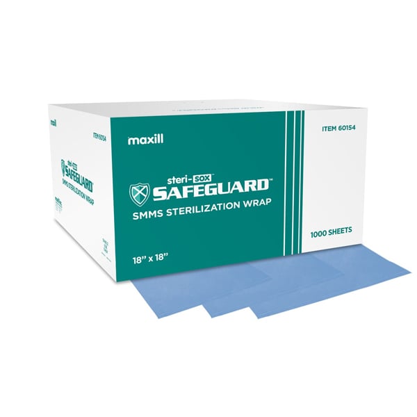 steri-sox Safeguard SMMS Simultaneous Sterilization Wrap, 18" x 18", 1000/Bx
