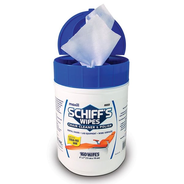 SCHIFF’S SCHIFF'S 6" x 7" Chair Cleaner & Polish Wipes, 160 Wipes/Can. Formulation is gentle