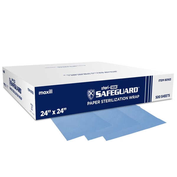 steri-sox Safeguard 24" x 24" Paper Sterilization Wrap, 500 Sheets/Box