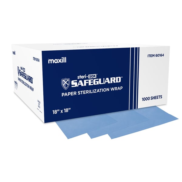 steri-sox Safeguard 18" x 18" Paper Sterilization Wrap, 1000 Sheets/Box