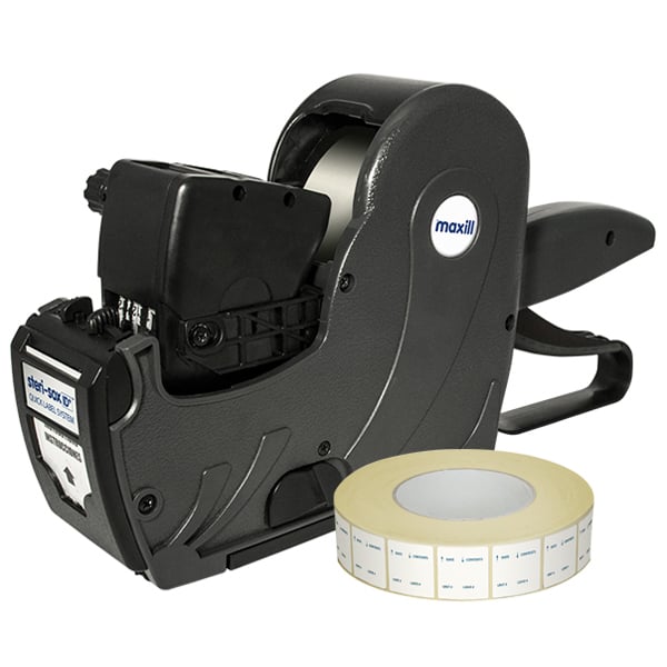 Maxill steri-sox ID+ Quick Label System, 1/Pk. Includes: 1 label gun, 1 roll of 500 pre-printed