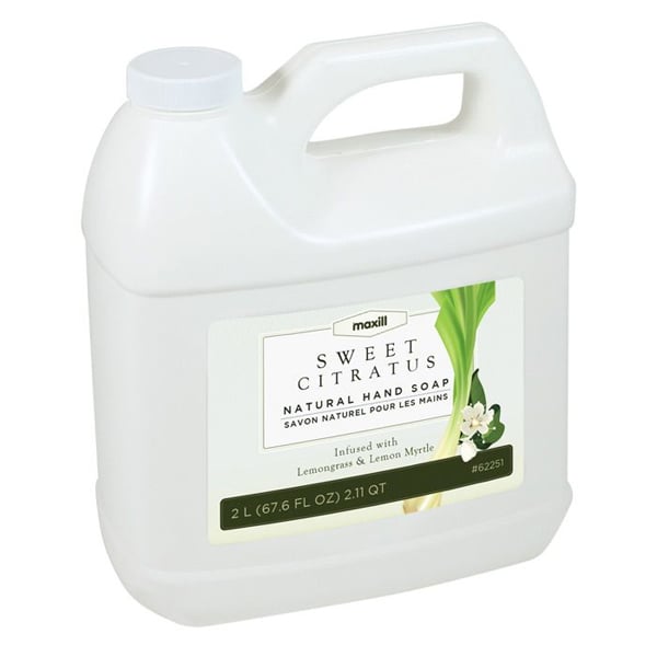 Maxill Sweet Citratus Natural Hand Soap, 2.11 Qt (67.6 oz) Jug. Coconut oil based cleaner balanced