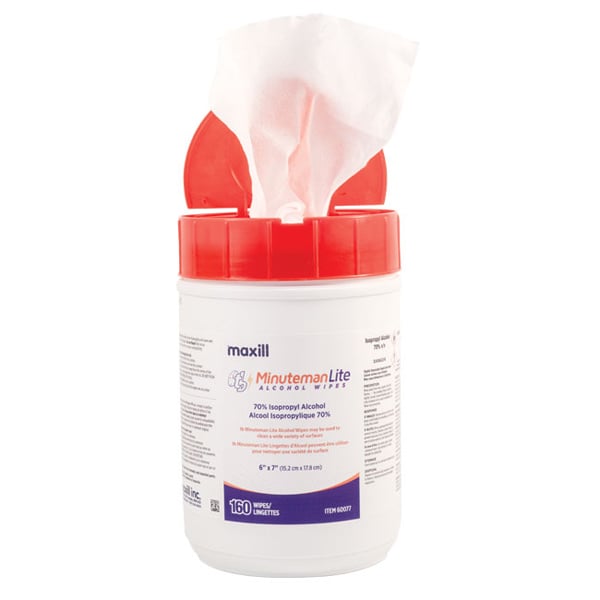 tb Minuteman Lite 70% Isopropyl Alcohol Wipes, 160 Wipes/Tub, Case of 6. Wipes contain 70%