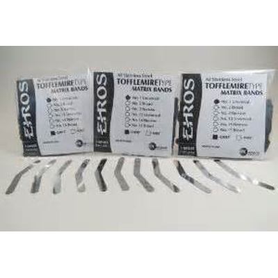 Ehros #2 broad thin Tofflemire matrix bands, .0015 gauge stainless steel, package of 144 bands
