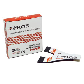 Ehros Horseshoe Red/Blue Articulating Paper 72/Bx. 80 micron horseshoe-shaped articulating paper
