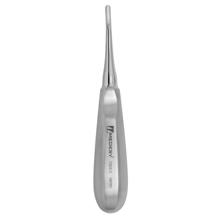 Medesy 2mm Curved Root Elevator w/Stainless Steel Handle, 1/Pk. Features a tempered steel tip