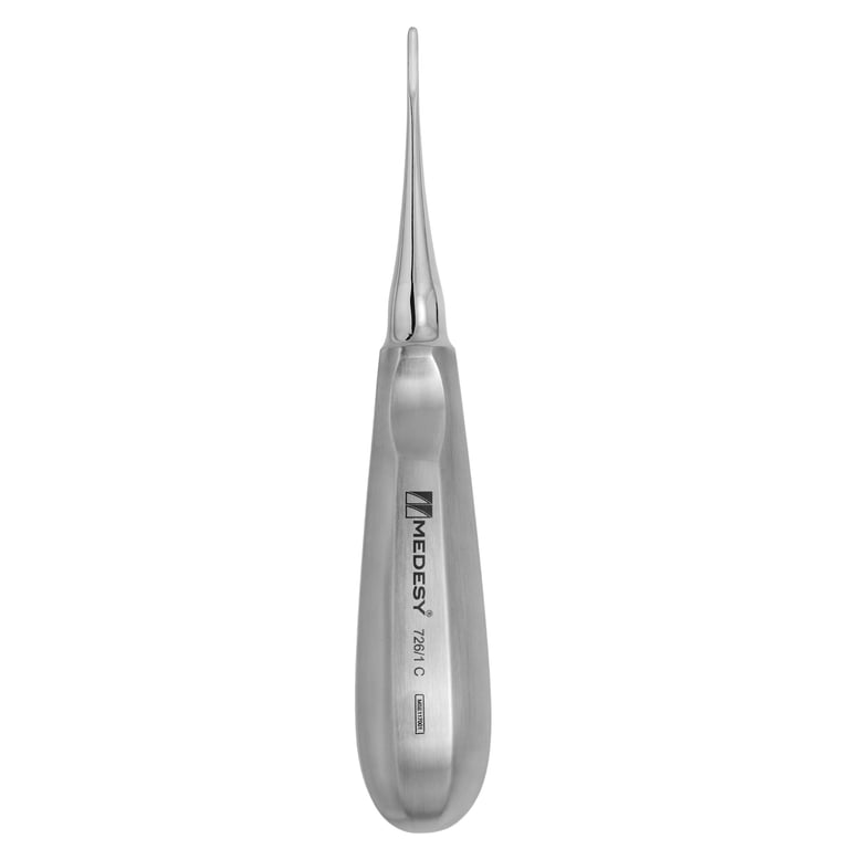 Medesy 2mm Curved Root Elevator w/Stainless Steel Handle, 1/Pk. Tempered steel tip intended