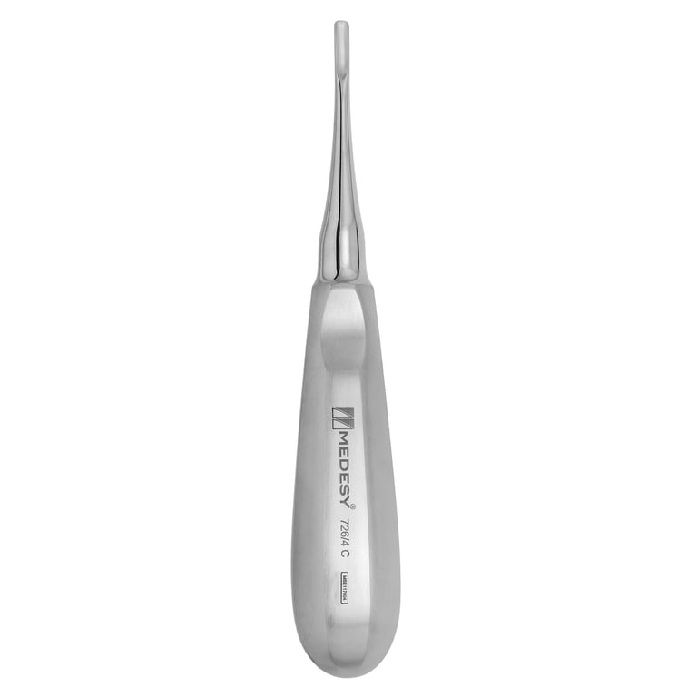 Medesy 3.5mm Curved Root Elevator w/Stainless Steel Handle, 1/Pk. Tempered steel tip intended