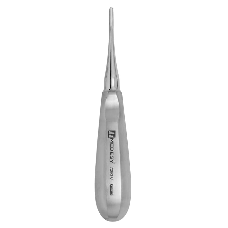 Medesy 3mm Curved Root Elevator w/Stainless Steel Handle, 1/Pk. Tempered steel tip intended