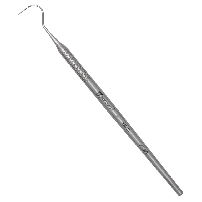 Medesy 555/23 Stainless Steel Single-Tip Explorer, 6mm Dalila Handle, 1/Pk. Shepherd's Hook