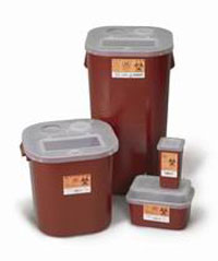 Medical Action Small 4 quart Sharps Disposal Container, Chimney-Top, Red