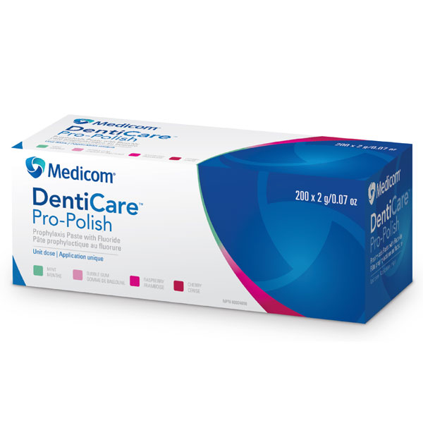 DentiCare Pro-Polish Fine Bubblegum flavored Prophy Paste with Fluoride. Box of 200 Unit Dose Cups