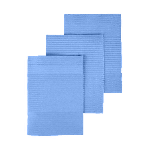 Dry-Back Plus Medicom Blue plain rectangle (13" x 18") 3 ply Paper/1 ply Poly Patient Bib, Case