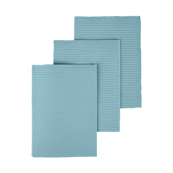 Dry-Back Plus Medicom Aqua plain rectangle (13" x 18") 3 ply Paper/1 ply Poly Patient Bib, Case