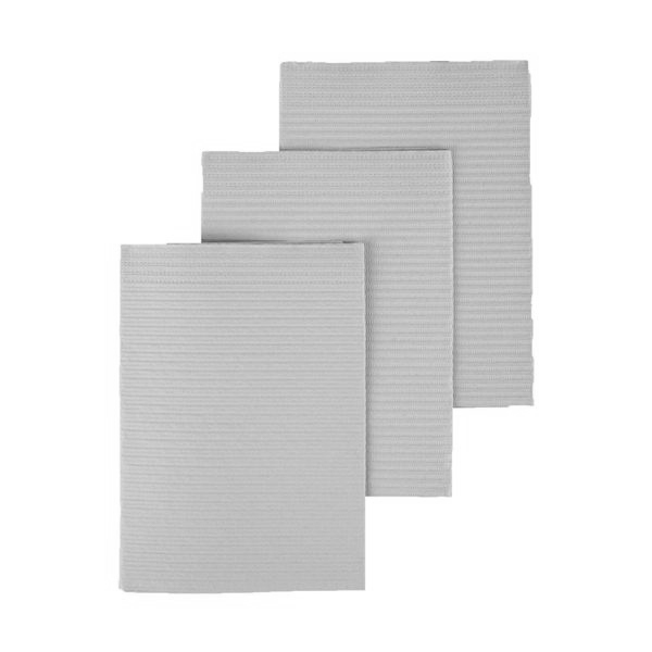 Dry-Back Plus Medicom Silver Gray plain rectangle (13" x 18") 3 ply Paper/1 ply Poly Patient Bib