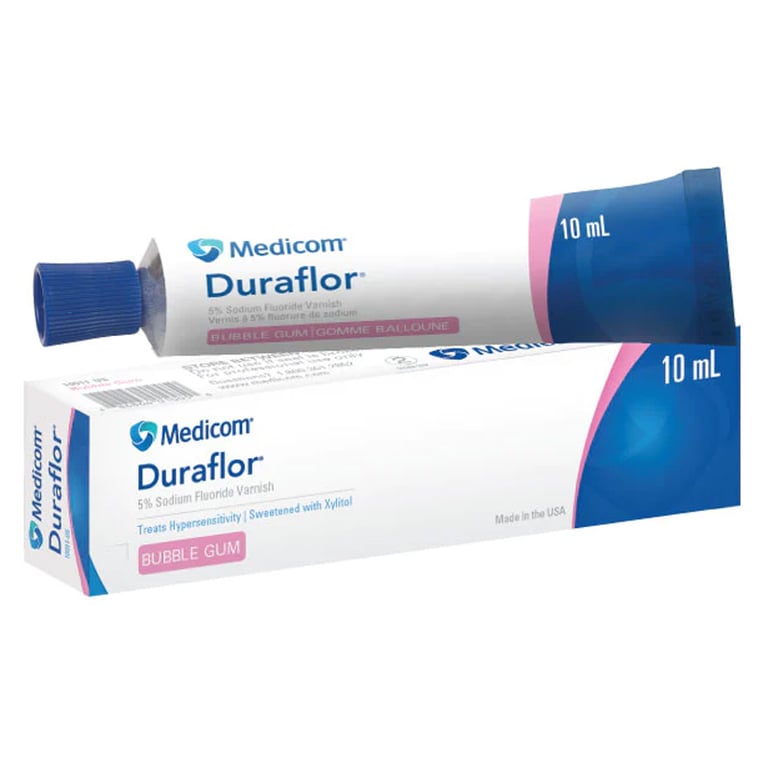 Duraflor Sodium Fluoride Varnish (5), Yellow, Bubblegum flavor, 10 mL