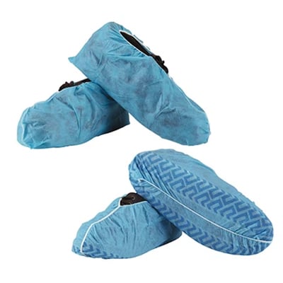 Medicom SafeBasics Shoe Covers Regular Non-Skid Blue, 3x 100/Box. Elastic Opening for easy