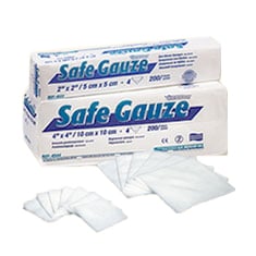 Safe-Gauze 2" x 2" 4 ply Non-Sterile, Non-Woven Gauze Sponge, Case of 4000 Sponges. #4522