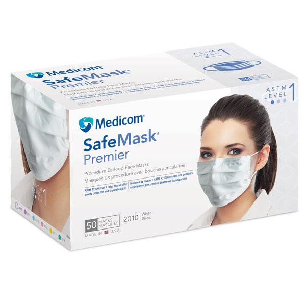 SafeMask Premier SafeMask Premier WHITE EarLoop Face Mask, 50/Bx