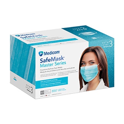 SafeMask Master Series Ear-Loop Face Mask ASTM Level 3, Ocean Surf (Aquamarine), 50/Bx. Fluid