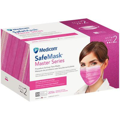 SafeMask Master Series Ear-Loop Face Mask ASTM Level 2 - Azalea Festival (Bright Fuchsia), 50/Bx