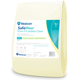 SafeWear Form-Fit Isolation Gown - Bright Blue - Regular, pack of 12. Made from premium spunbond