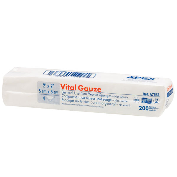 Vital Gauze 2" x 2" 4-ply Non-Sterile Non-Woven All Purpose Sponge, Case of 8000