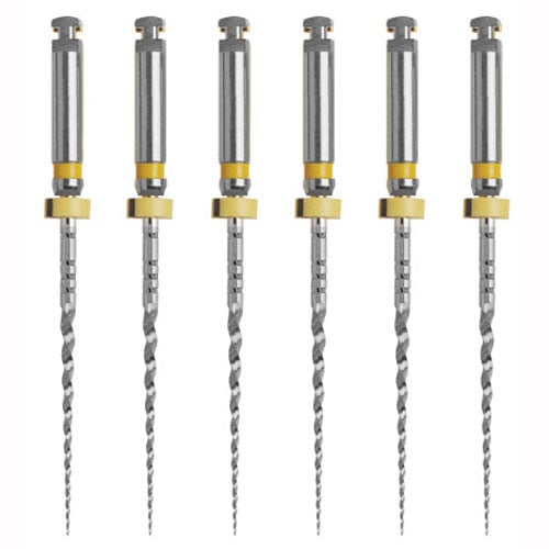 M Taper AF1 21mm NiTi Rotary Files, Yellow, 6/Pk. Files can be Pre-Bent for resistance against
