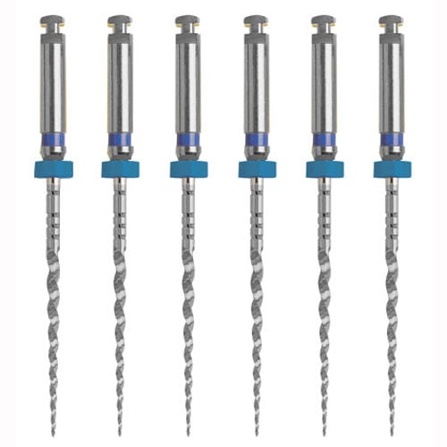 M Taper AF3 25mm NiTi Rotary Files, Blue, 6/Pk. Files can be Pre-Bent for resistance against