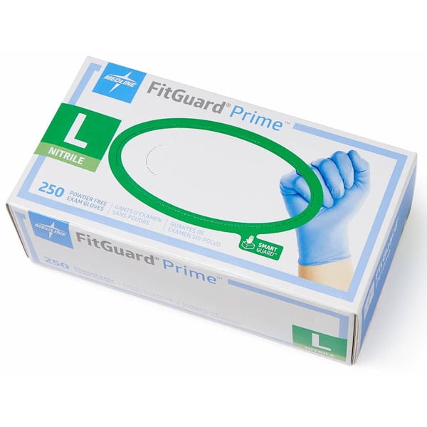FitGuard Prime Nitrile Exam Gloves, LARGE Violet Blue. Case of 10x 250/Box. SmartGuard Protective
