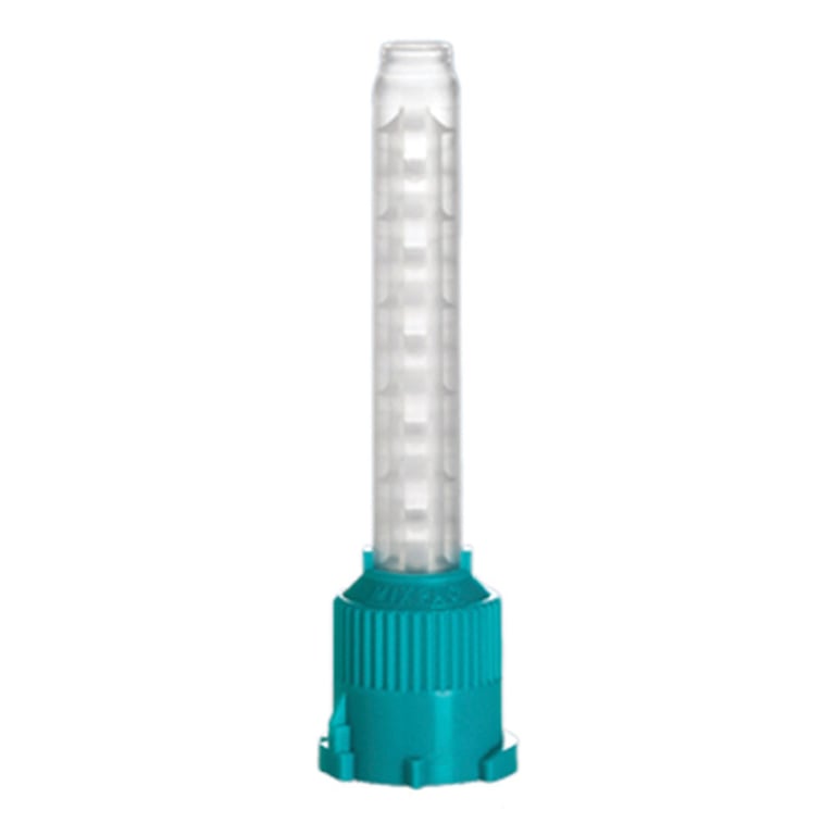 MIXPAC T-Mixer HP Mixing Tips, Short, Teal (6.5 mm), 48/Pk. Ratio: 1:1, 2:1. Shorter T-Style tips