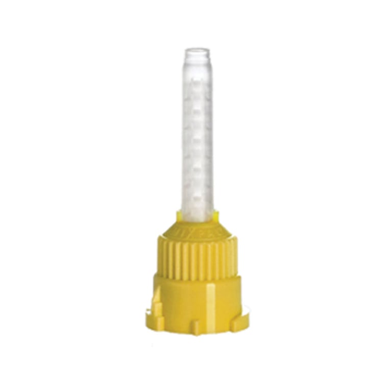 MIXPAC T-Mixer HP Mixing Tips, Short, Small (4.2 mm), Yellow, 48/Pk. Ratio: 1:1, 2:1. Designed