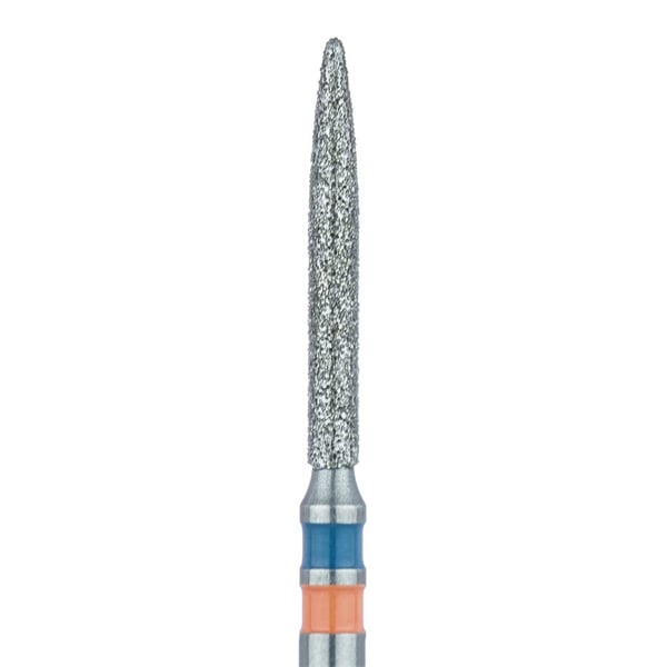Meisinger FG #863.012 Medium Grit Flame Shaped Zirconia Diamond Bur, 5/Pk. 1.2mm Diameter