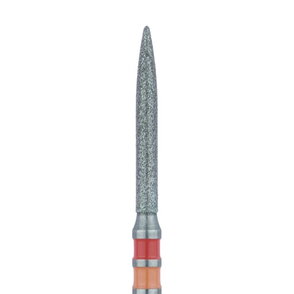 Meisinger FG #863.012 Fine Grit Flame Shaped Zirconia Diamond Bur, 1.2mm, 5/Pk