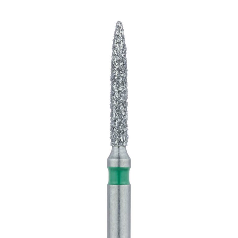 Meisinger SS #862.012 Coarse Flame Shaped, Diamond Burs, 5/Pk. Head size 1.2mm Ø, working length