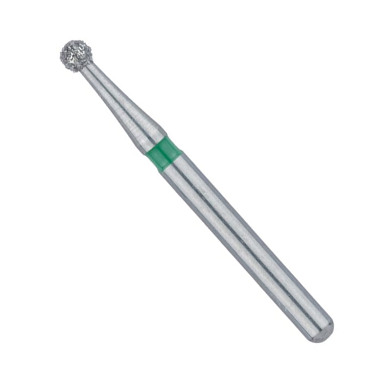 Meisinger FG #0116 Coarse, Round, Single Use Diamond Burs, 25/Pk. Head size 1.6mm Ø, color coded