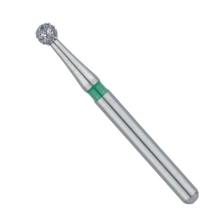 Meisinger FG #0118 Coarse, Round, Single Use Diamond Burs, 25/Pk. Head size 1.8mm Ø, color coded