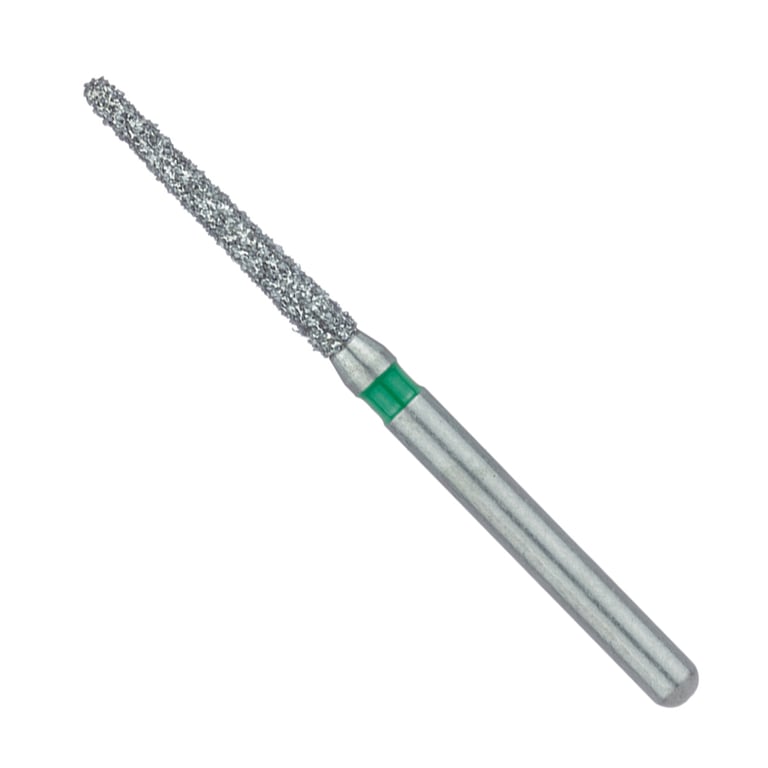 Meisinger FG #1114.10 Coarse, Round End Taper, Single Use Diamond Burs, 25/Pk. Head size 1.4mm Ø