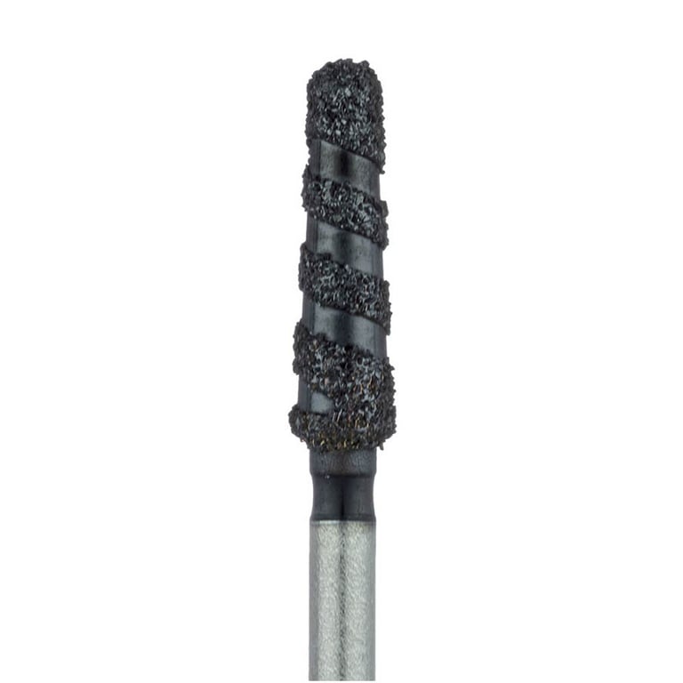 Meisinger FG #850.021 Super Coarse, Round End Taper, Black, Diamond Burs, 5/Pk. Head size 2.1mm Ø