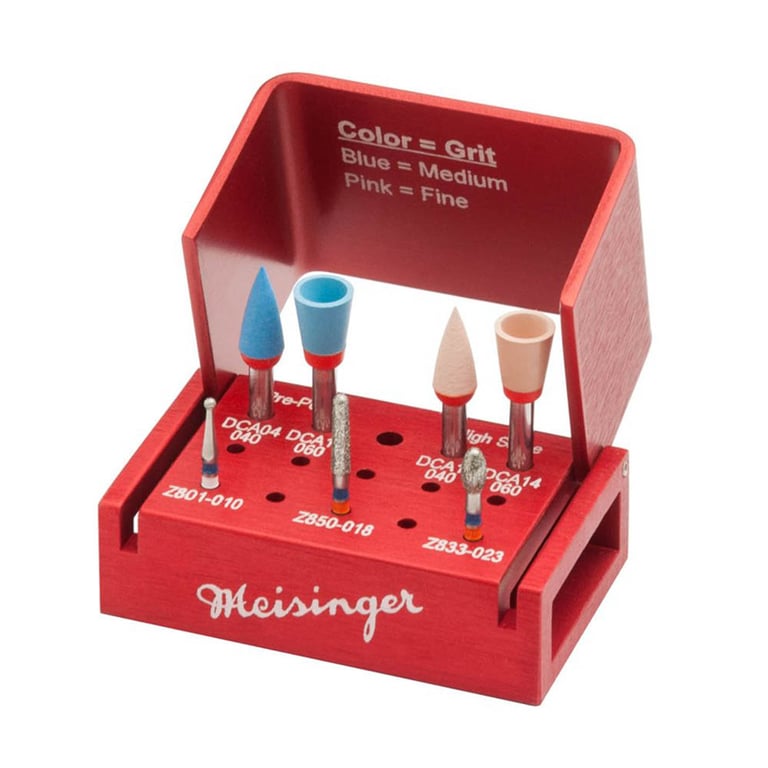 Meisinger Intraoral Zirconia Adjusting and Polishing Kit, 1/Pk. Includes: 3 x Diamond Burs, 4 x