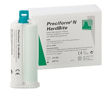 Preciform N HardBite, Fast Set, 2 x 50ml cartridges and 12 teal mixing ...