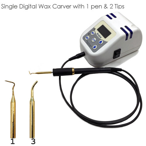 BesQual-E420 Digital Single Wax Carver with 1 Pen and 2 Tips (#1 & #3). Silicon grip keeps the pen