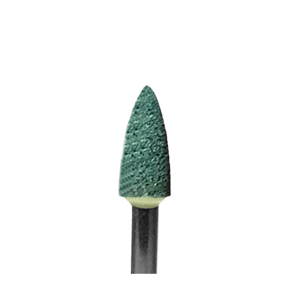BesQual RA Shank, #FL2 Green Grinding Mounted Stone Stone, Flame (Taper), 12/Pk. Silicon carbide