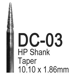 BesQual Diamond Coated Burs - DC03, Taper 6/Bx. HP Shank 2.35mm. Use for shaping, grinding