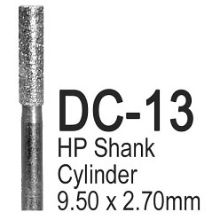 BesQual Diamond Coated Burs - DC13, Cylinder 6/Bx. HP Shank 2.35mm. Use for shaping, grinding