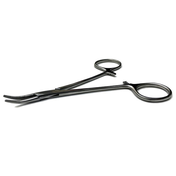 BesQual Hemostat - 5" Mosquito Curved, Stainless Steel. Used to clamp off blood flow, or for other