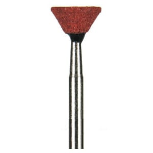 BesQual Coral/Red HP Mounted Grinding Stone C042 - Inverted Cone 100/Pk. Coarse. Great