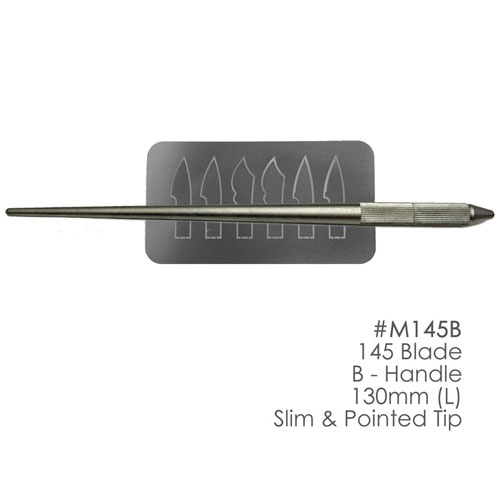 BesQual Porcelain Instrument Blade Set (6) #M145 with B - Handle 130mm, Slim & Pointed Tip. Three